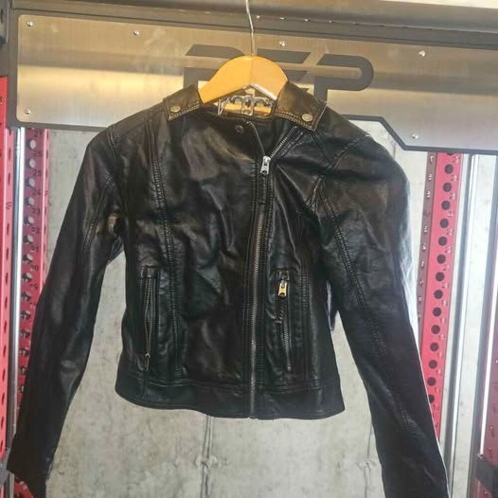 Abercrombie Kids Leather Bomber Jacket Size 11/12